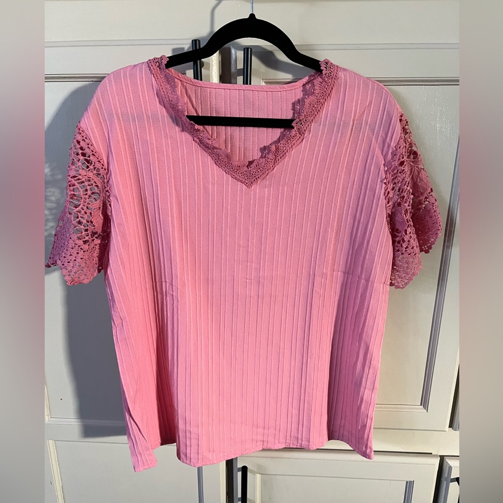 Pink Top with Lace Detail NWOT